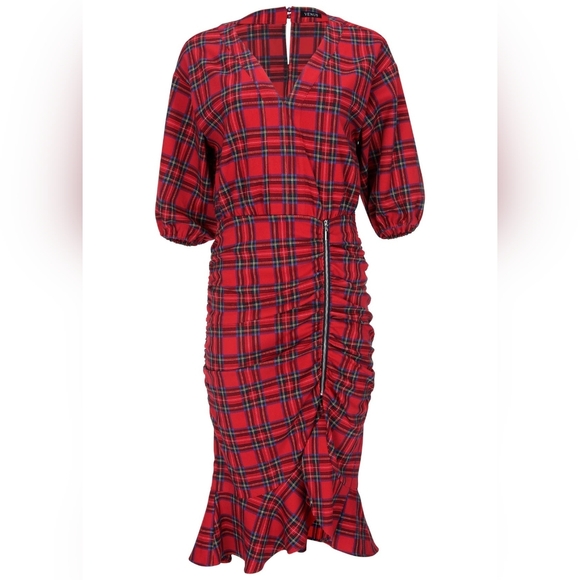 VENUS Ruffled Midi Dress - Racing Red Multi - Picture 5 of 6